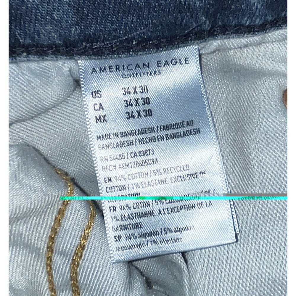 American Eagle Jeans Men's 34x30 Blue Athletic Fit Stretch Mallsoft - Picture 5 of 5